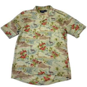 Vtg Polo Sport Ralph Lauren Mens Shirt Short Sleeve Button Up Camp Hawaiian Sz M